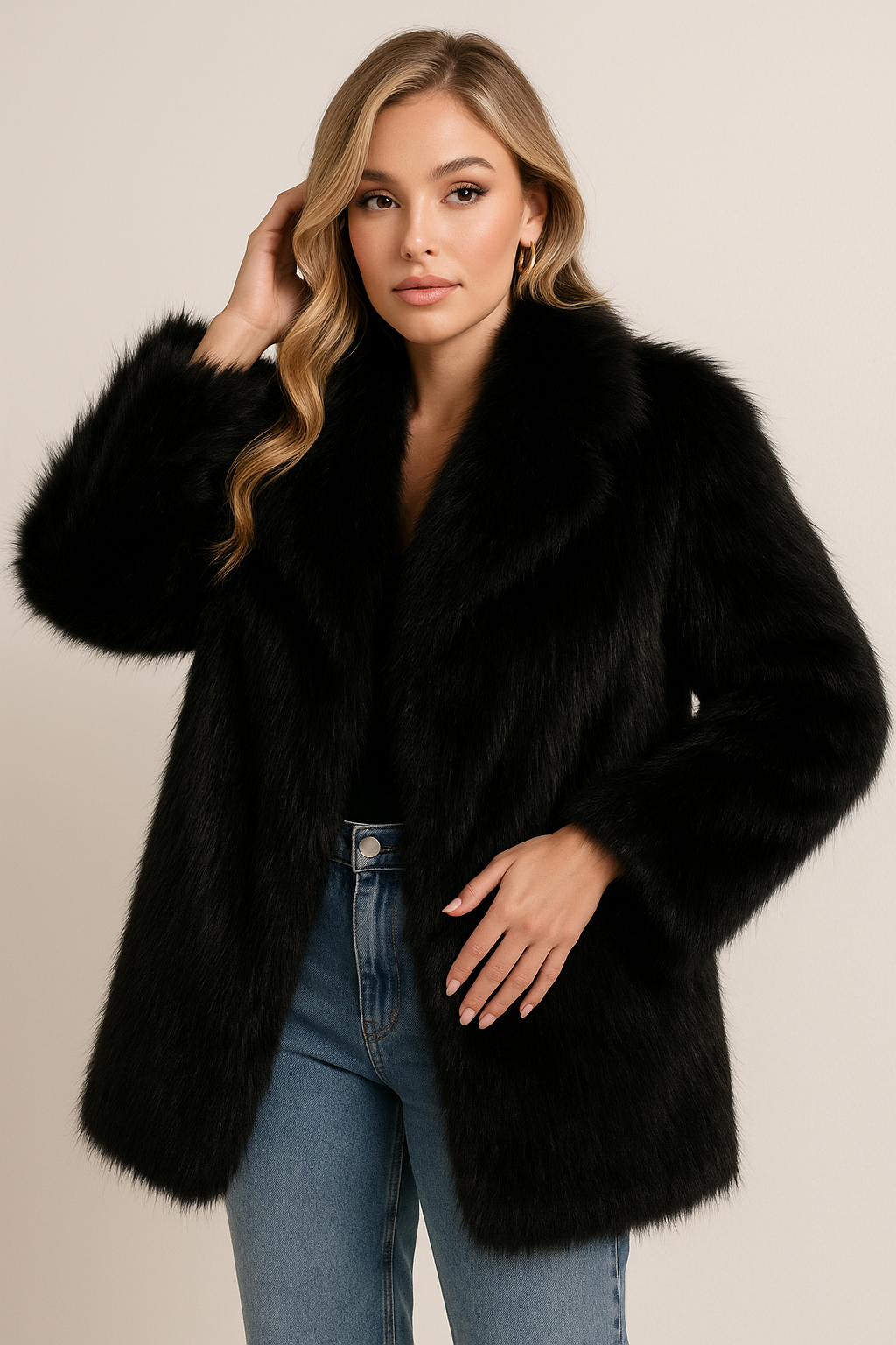 LUNA LUXE fekete kabát