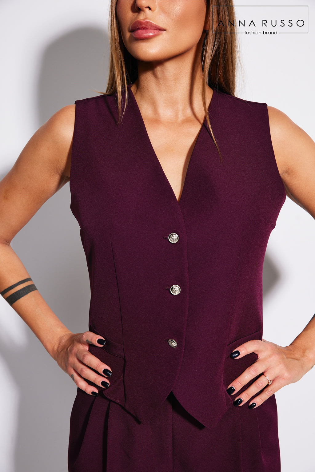 ROMA burgundi mellény