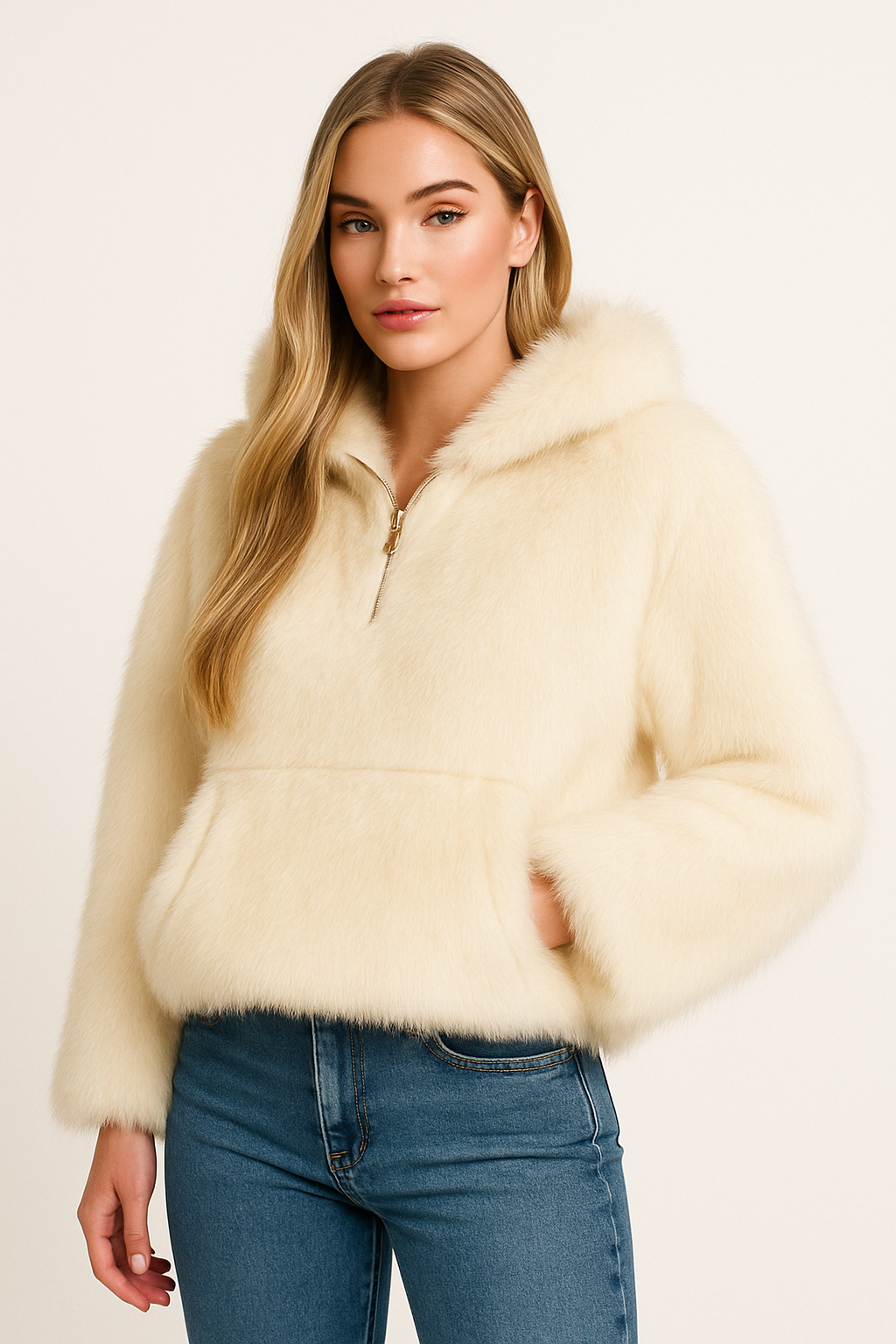 WINTER GLOW FUR bézs kabát