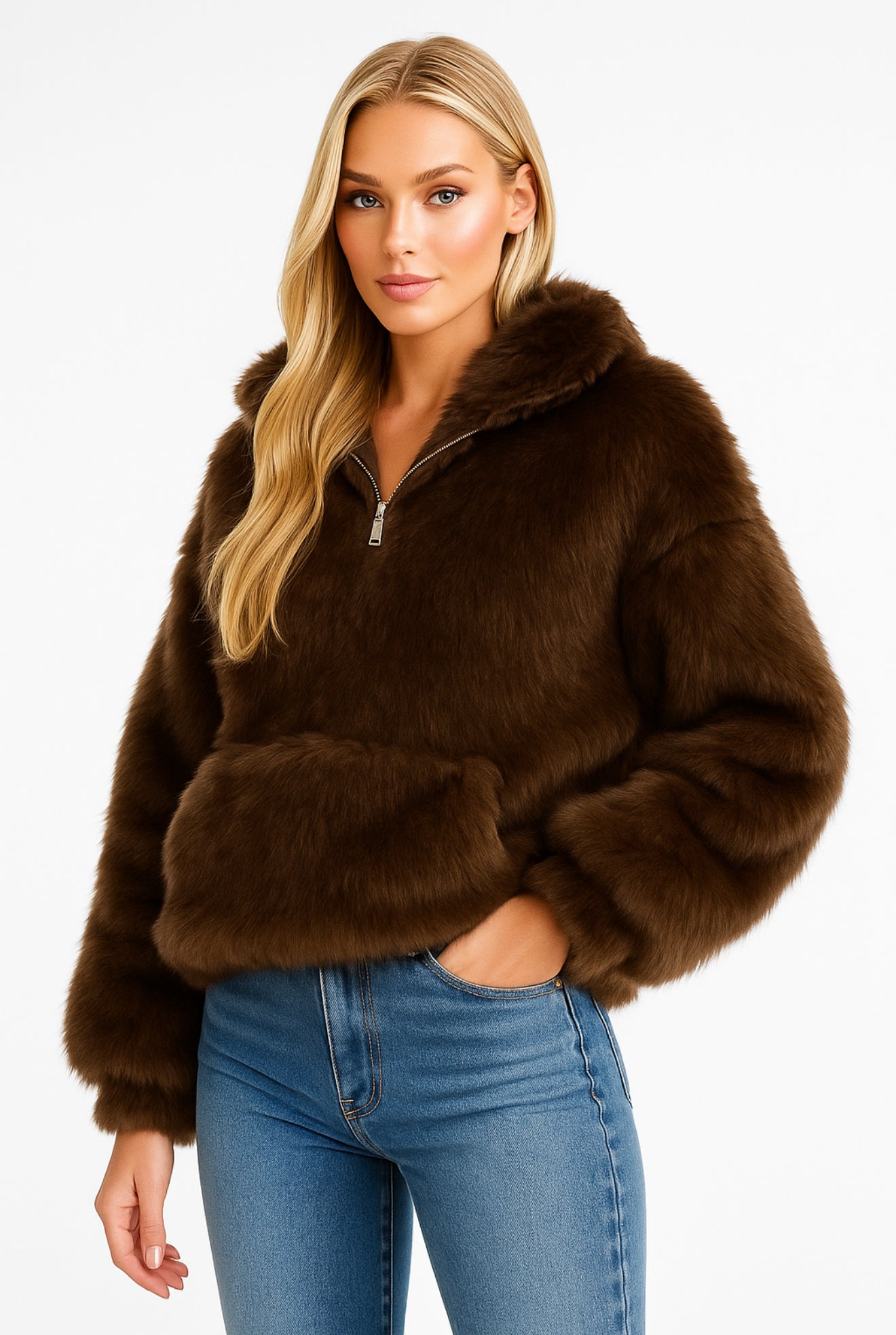 WINTER GLOW FUR barna kabát